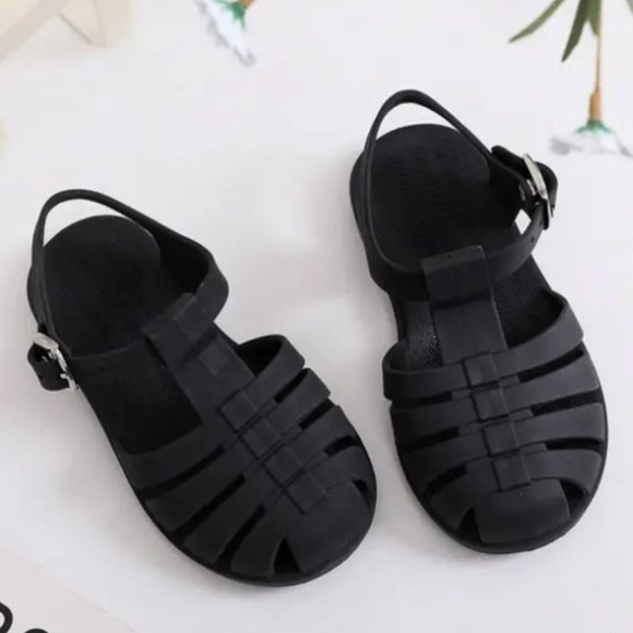 Jelly Sandals Matte Black Non Slip SZ 9 - NEW! - Picture 1 of 6